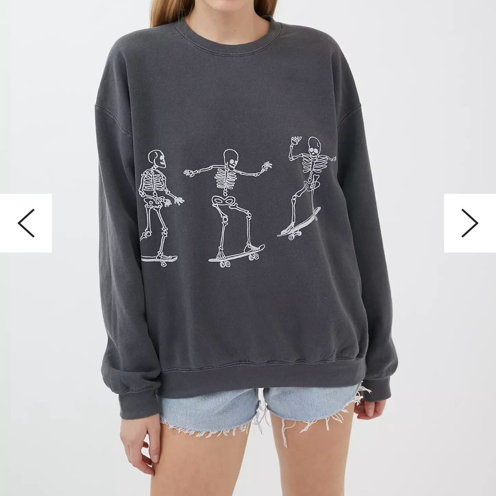 Urban Outfitters Gray Skating Skeletons Pullover Sweatershirt